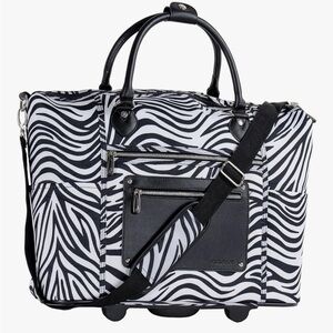 Calpak Black and White Zebra Print Travel Weekender Bag